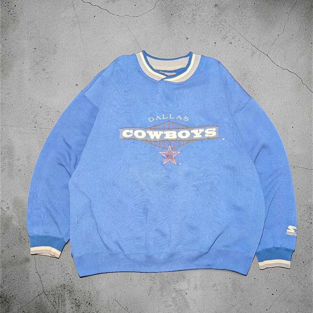 STARTER Dallas Cowboys Light Blue Crewneck Sweatshirt